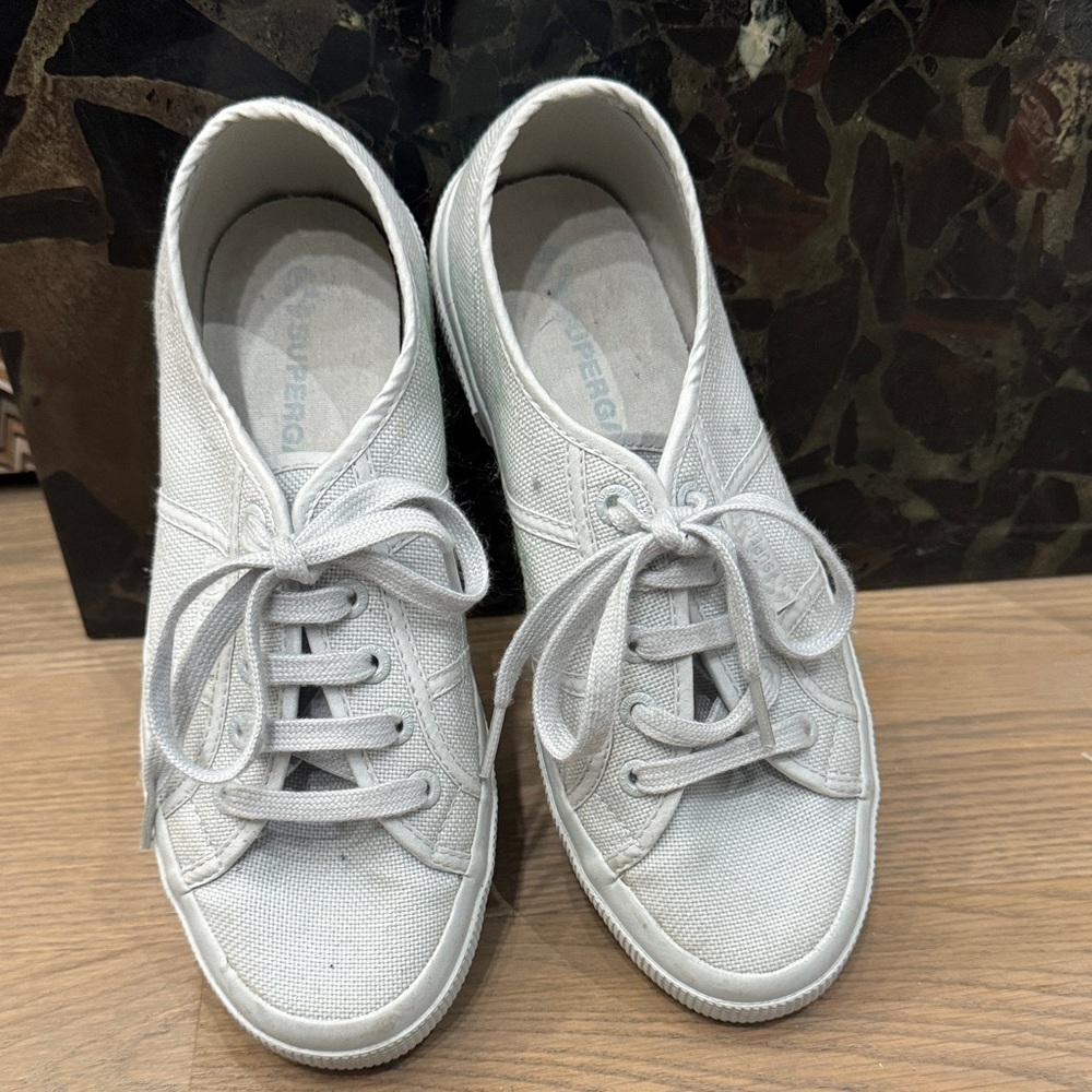 Superga Classic White Lace-Up Sneakers